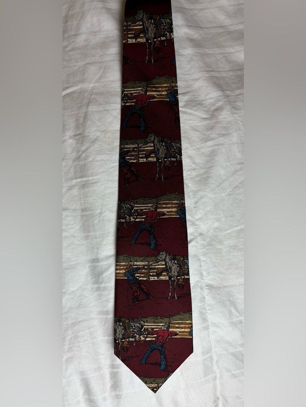 SILK Men's Burgundy Western Motif Necktie by Tom James